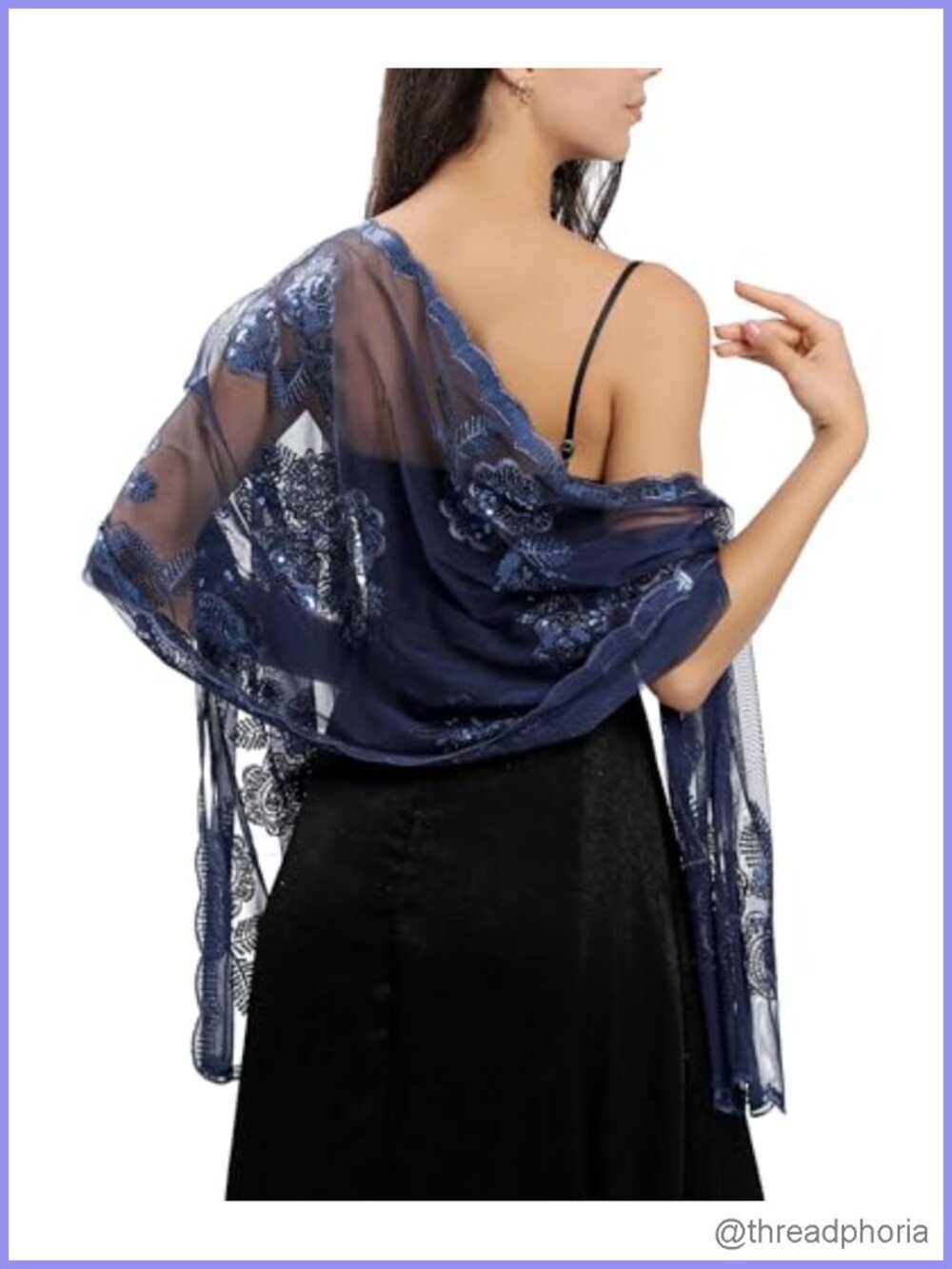 Embroidered Lace Sequin Floral Chiffon Evening Shawl Wrap